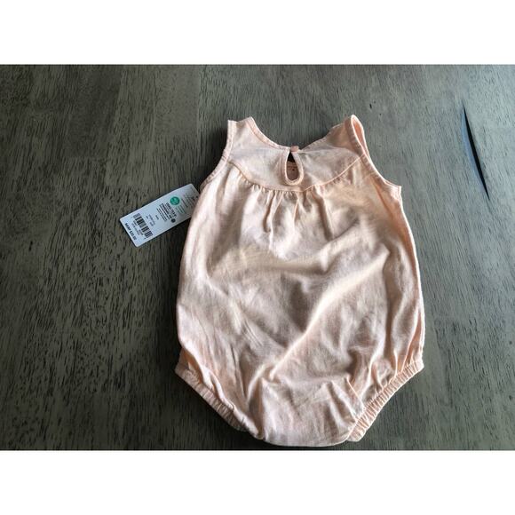 Jessica Simpson Pink and White Ruffle Sweatshirt and Carters Peach Onesie - 3/6M - Picture 6 of 6